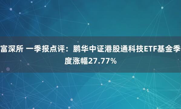 富深所 一季报点评：鹏华中证港股通科技ETF基金季度涨幅27.77%
