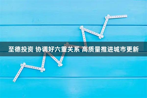 至德投资 协调好六重关系 高质量推进城市更新
